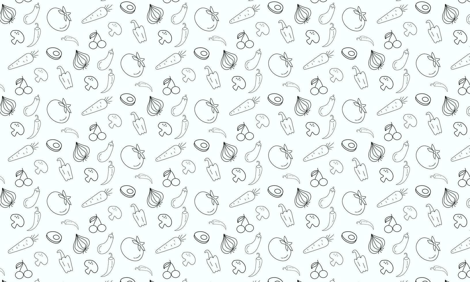 Hand drawn seamless pattern of vegetables. Vector illustration. Free Vector