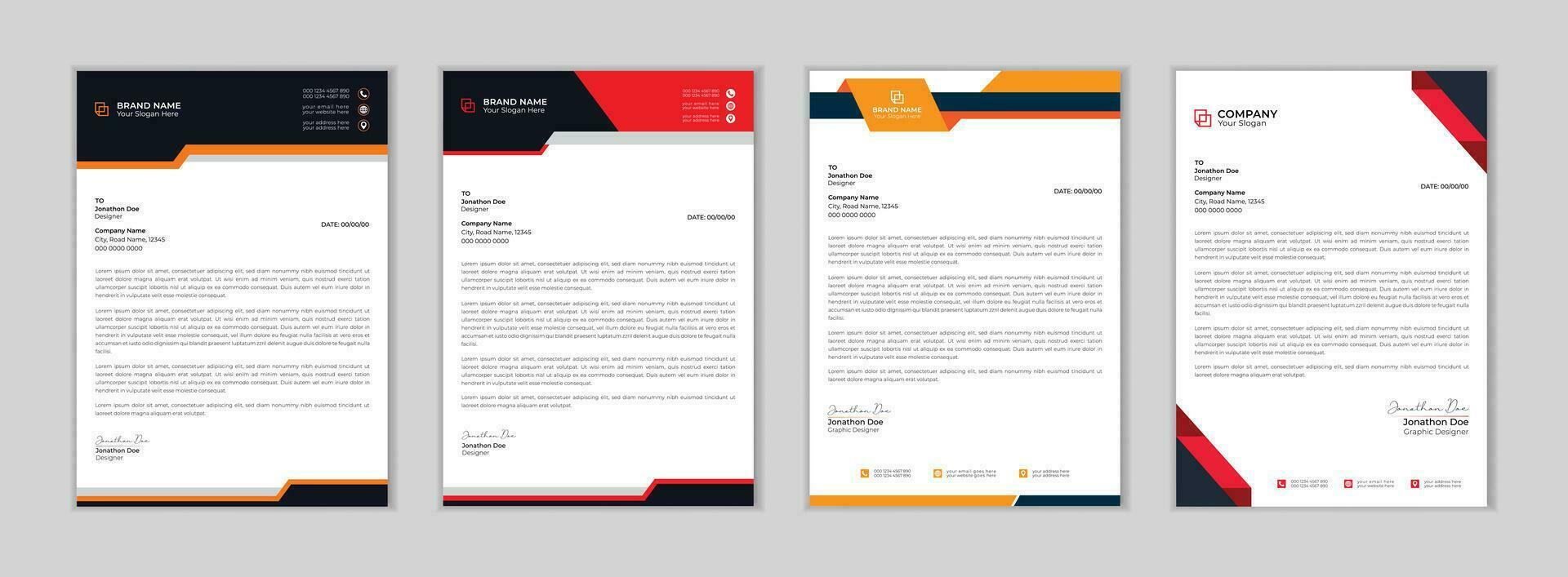 Creative and Professional letter head design template. Modern corporate letterhead template design. Corporate letterhead bundle. letter head bundle. Pro Vector. vector