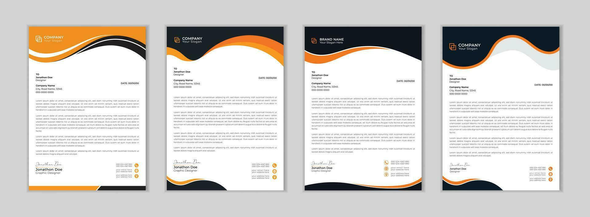 Creative and Professional letter head design template. Modern corporate letterhead template design. Corporate letterhead bundle. letter head bundle. Pro Vector. vector