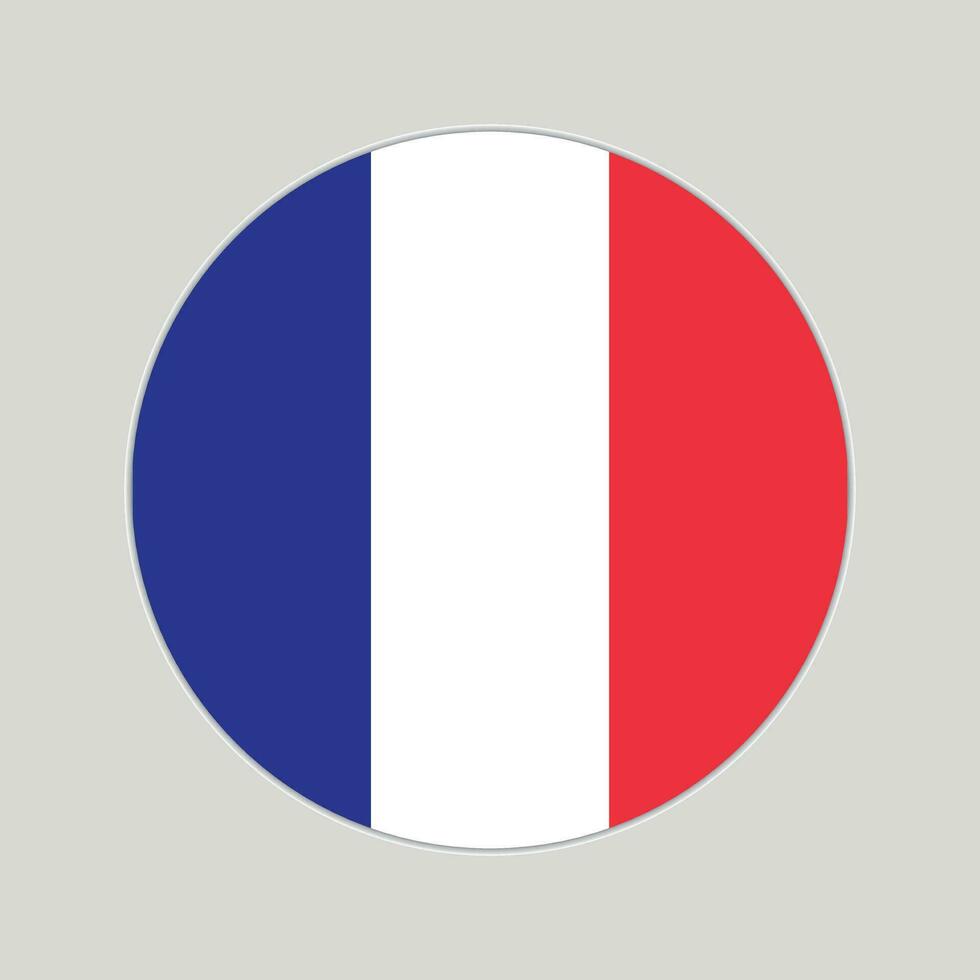 France round flag design. flat circle shaped Illustration of France flag Free Vector. vector