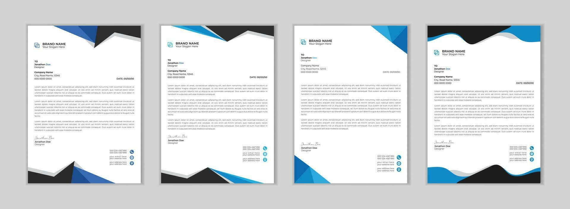 Corporate modern business letterhead design template. Professional and modern corporate letterhead vector template. corporate letterhead bundle. letter head bundle. Free Vector.