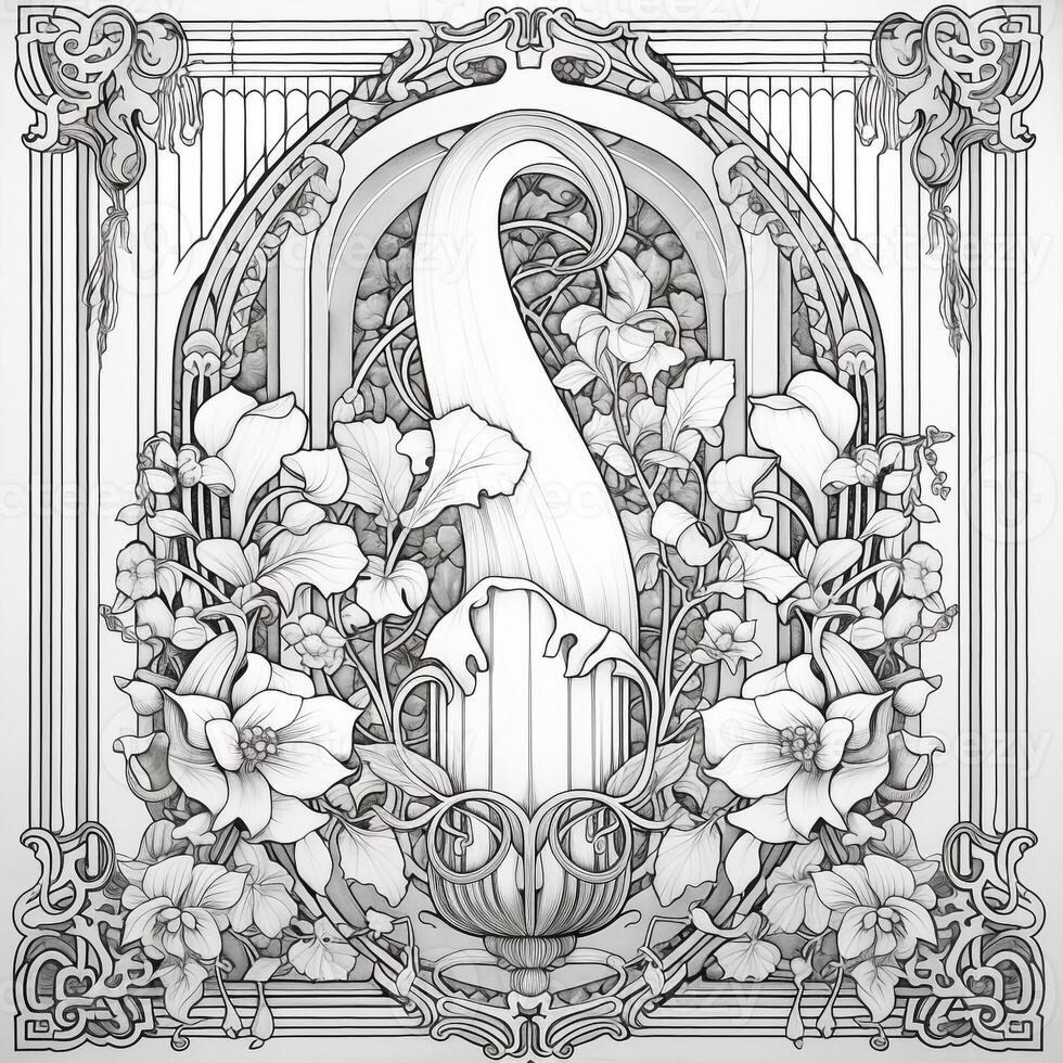 Art Nouveau Coloring Page photo