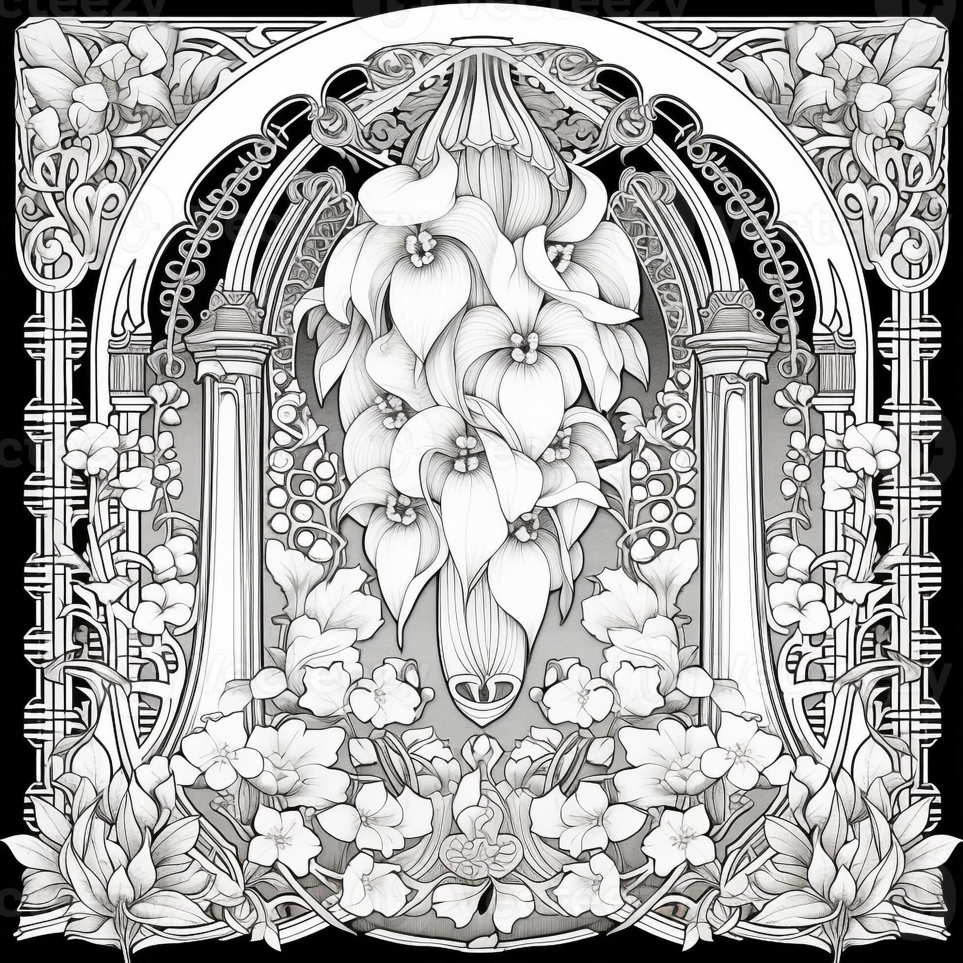 Art Nouveau Coloring Page 26596038 Stock Photo at Vecteezy