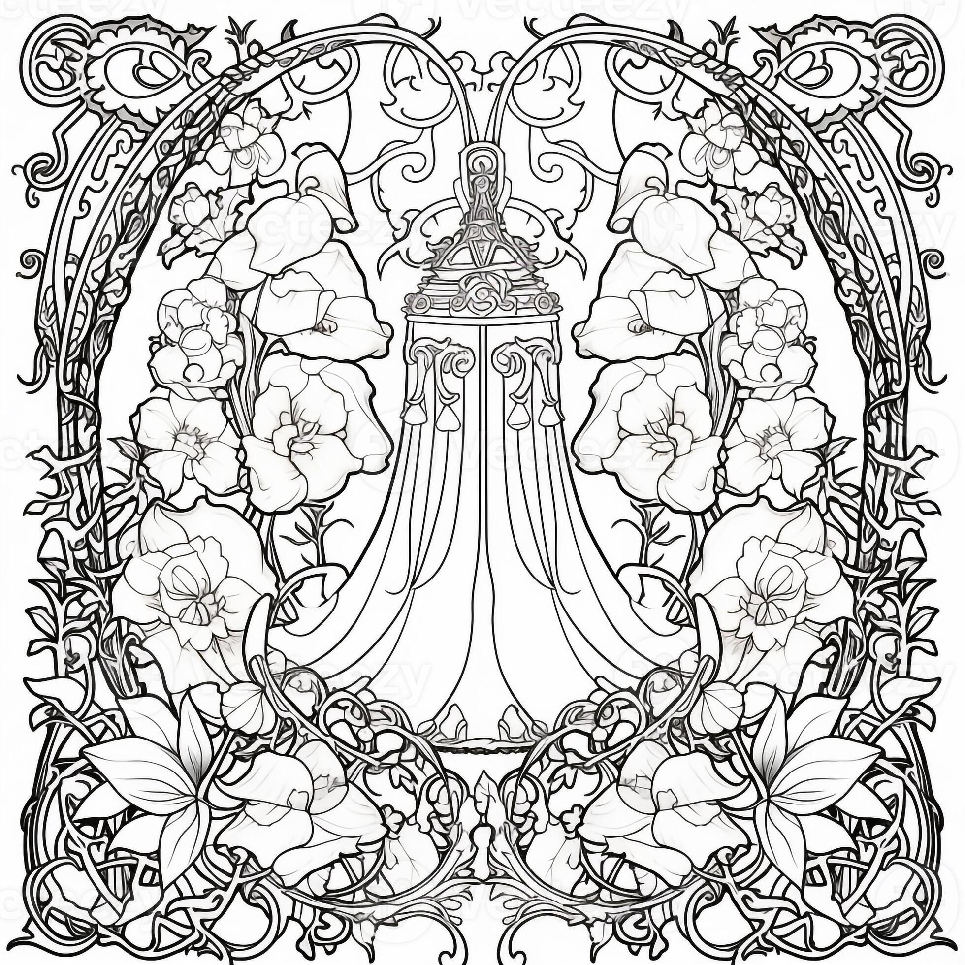 Art Nouveau Coloring Page 26596040 Stock Photo at Vecteezy