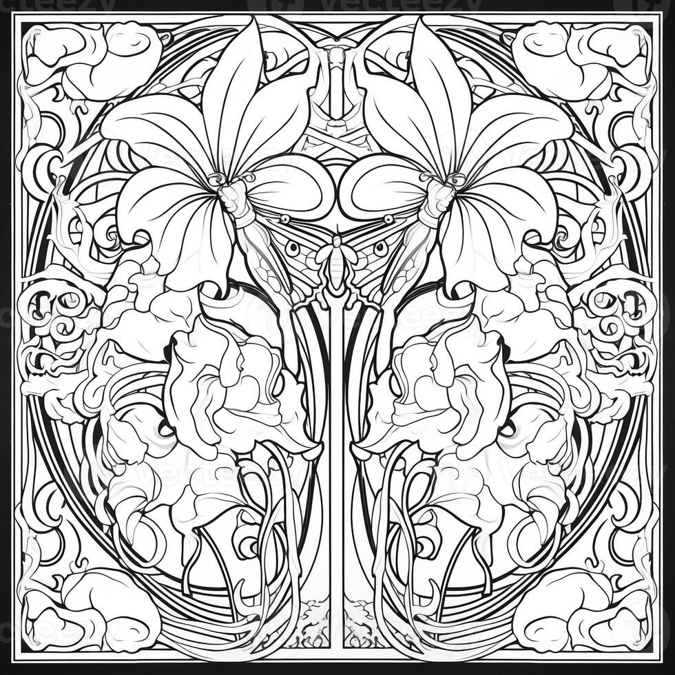 Art Nouveau Coloring Page 26596758 Stock Photo at Vecteezy