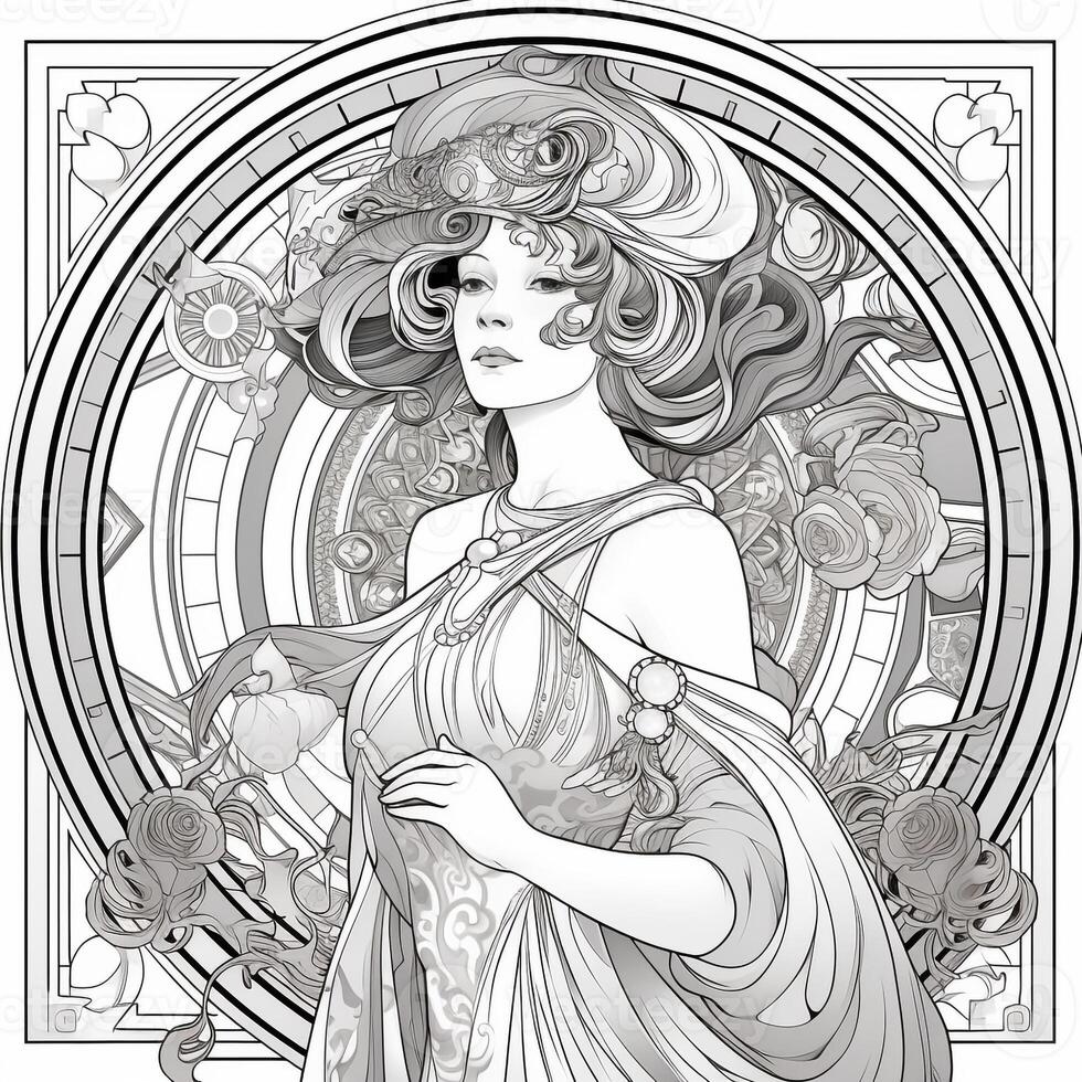 Art Nouveau Coloring Page 26596951 Stock Photo at Vecteezy