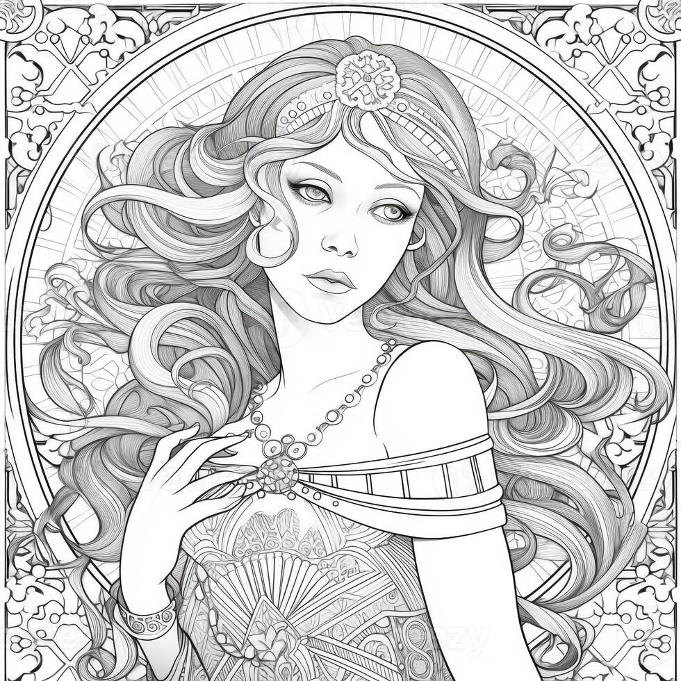 Art Nouveau Coloring Page photo