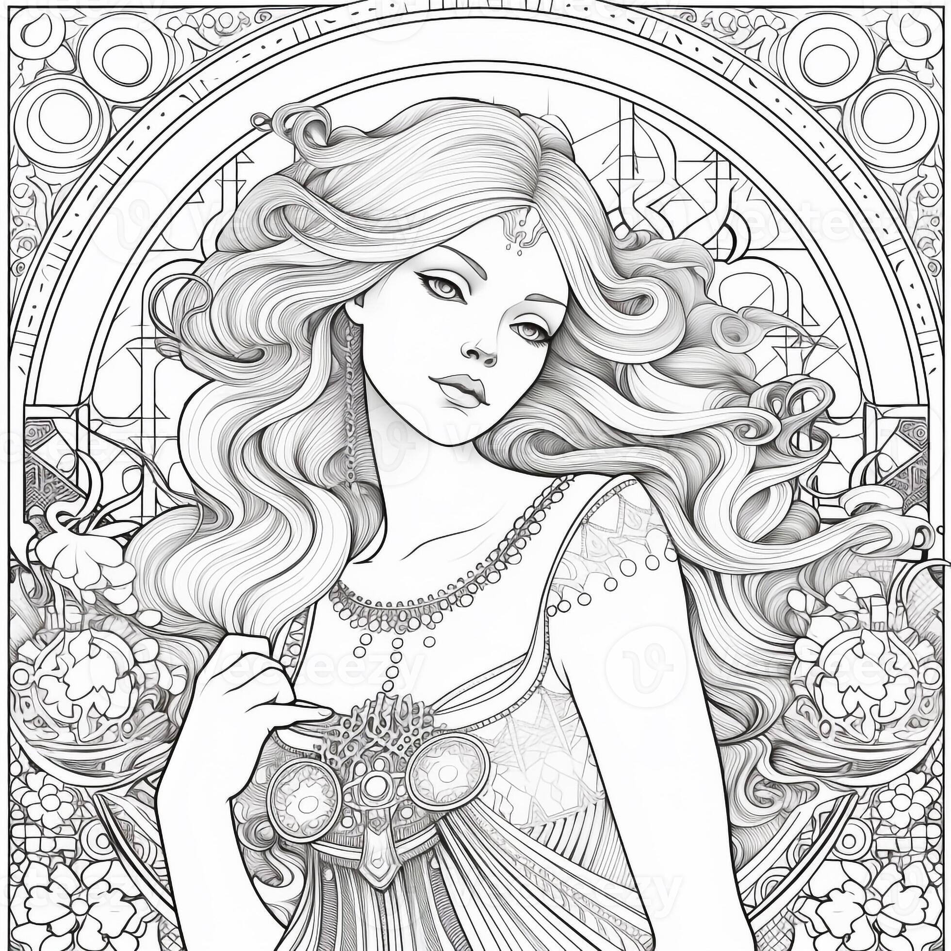 Art Nouveau Coloring Page 26597000 Stock Photo at Vecteezy