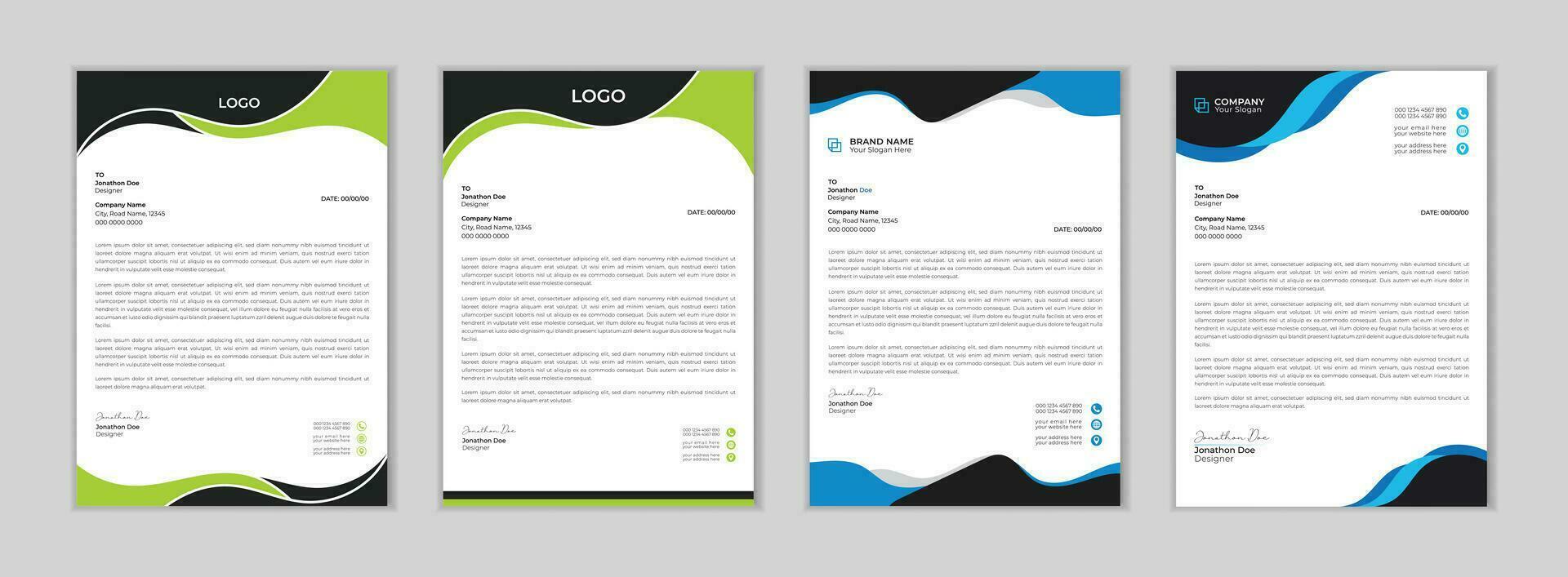 Corporate modern business letterhead design template. Professional and modern corporate letterhead vector template. corporate letterhead bundle. letter head bundle. Free Vector.