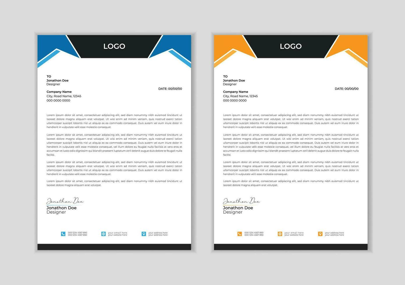 Modern corporate letterhead template design. Creative and Professional business style letterhead design  template. Letterhead template in flat style Free Vector. vector