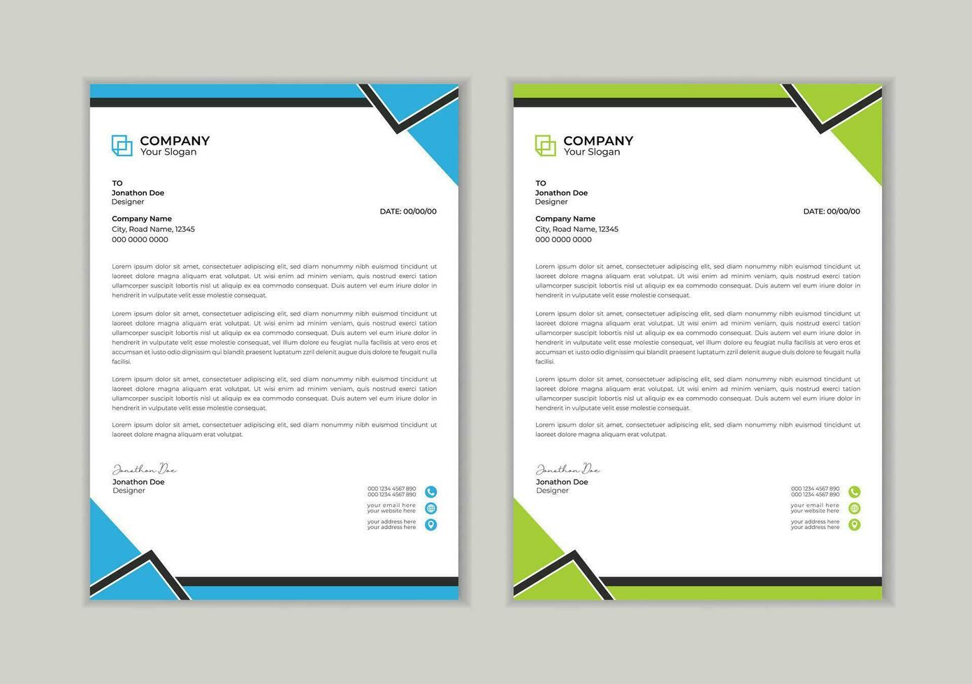 Modern corporate letterhead template design. Creative and Professional business style letterhead design  template. Letterhead template in flat style Free Vector. vector