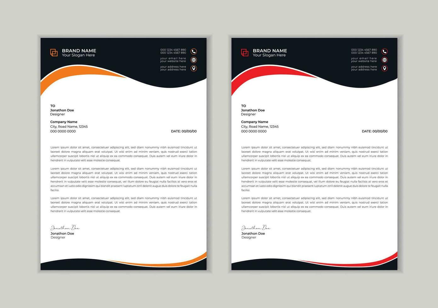 Modern corporate letterhead template design. Creative and Professional business style letterhead design  template. Letterhead template in flat style Free Vector. vector