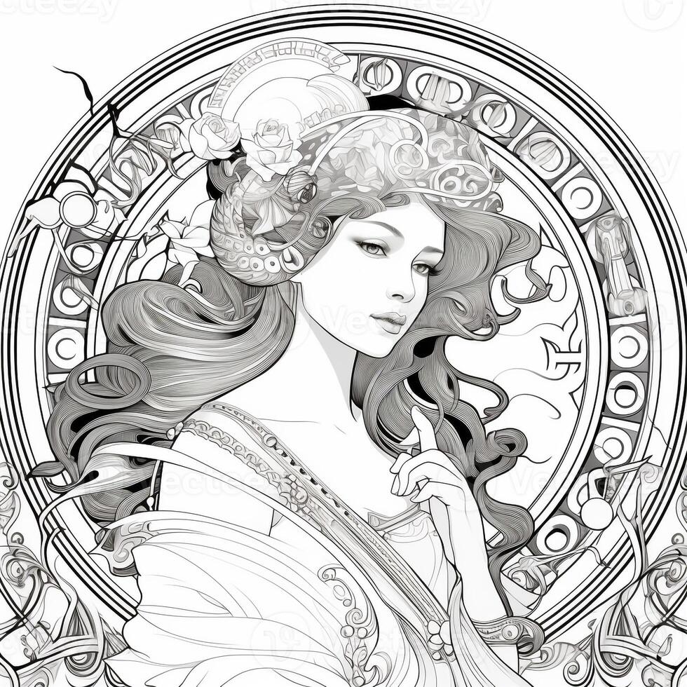 Art Nouveau Coloring Page photo