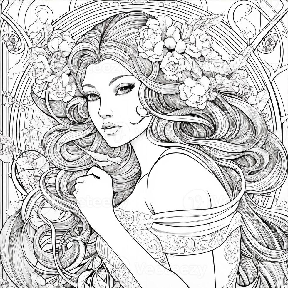 Art Nouveau Coloring Page photo