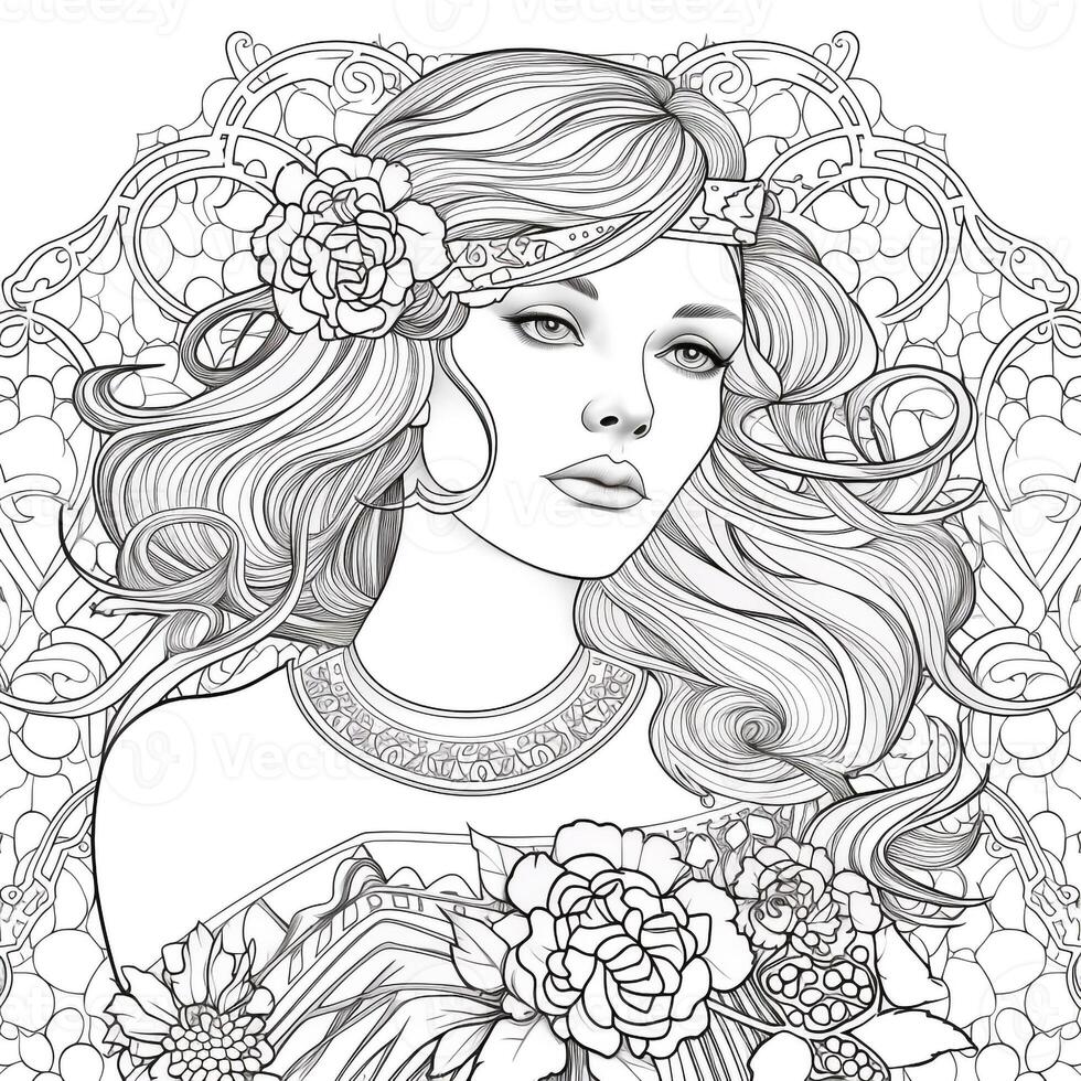 Art Nouveau Coloring Page 26597153 Stock Photo at Vecteezy