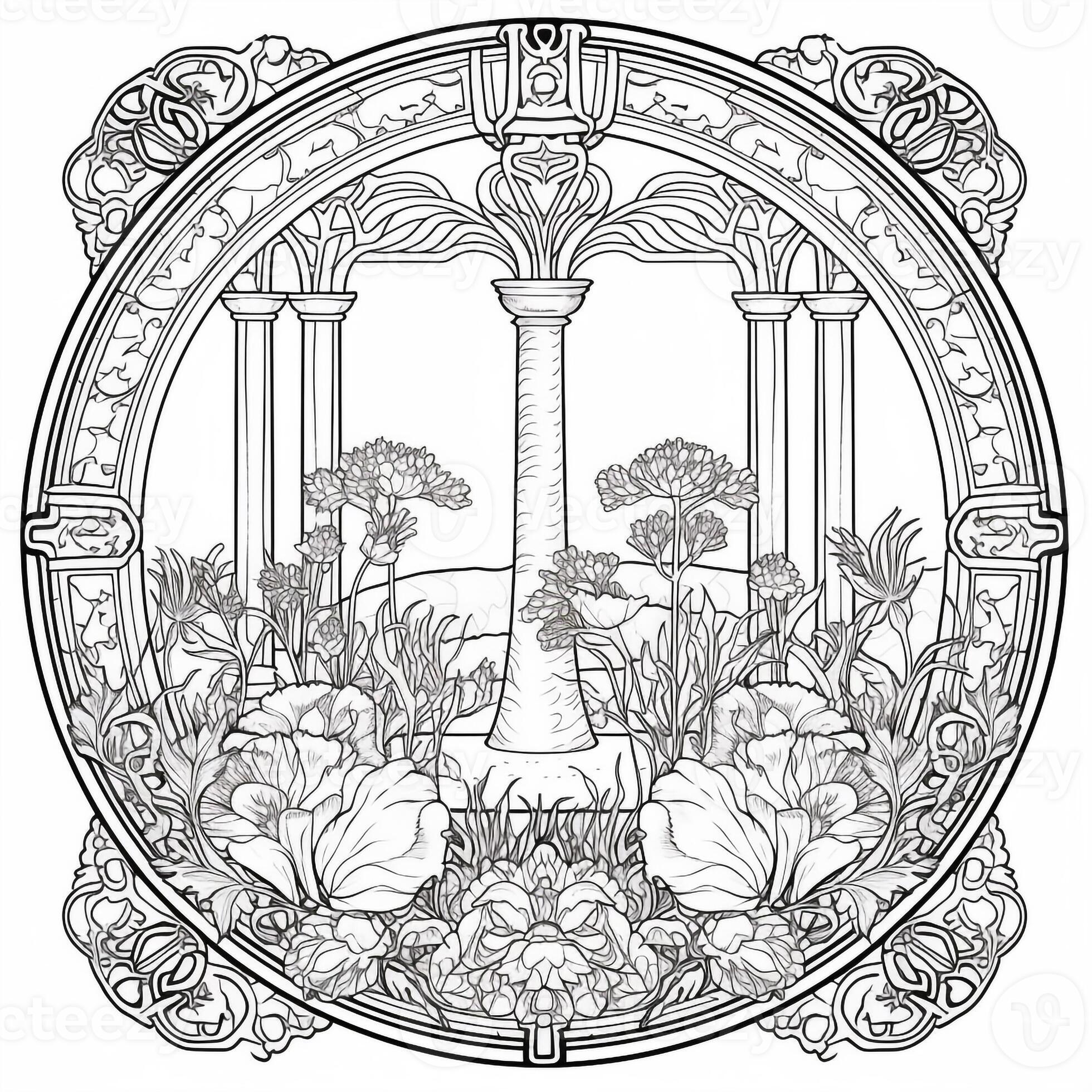 Art Nouveau Coloring Page 26597280 Stock Photo at Vecteezy