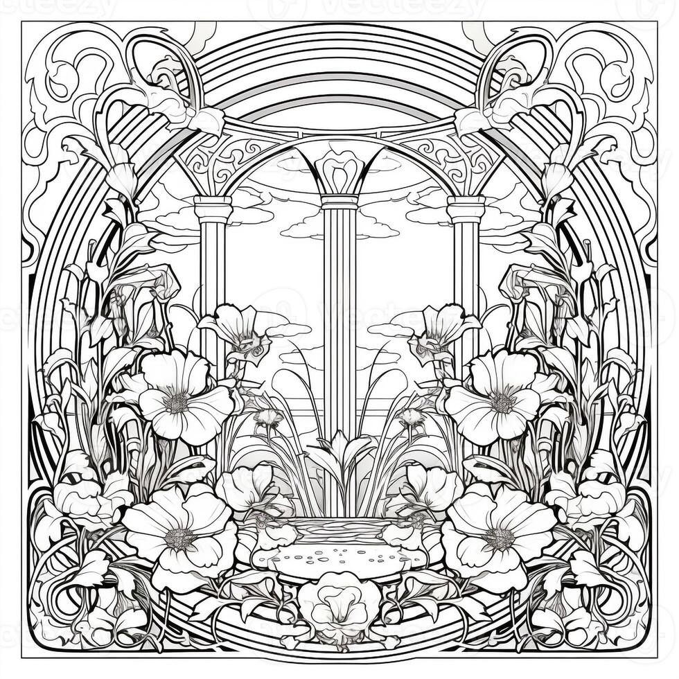 Art Nouveau Coloring Page 26597314 Stock Photo at Vecteezy