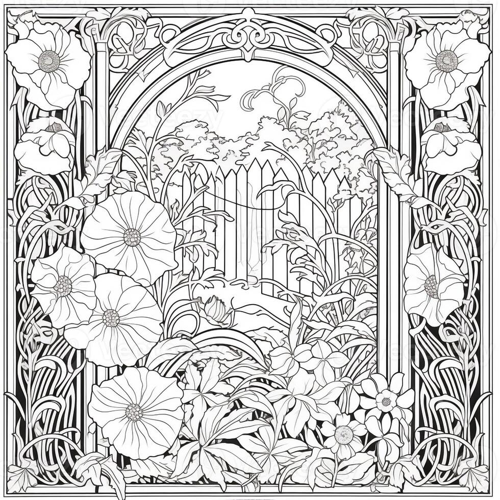Art Nouveau Coloring Page 26597355 Stock Photo at Vecteezy