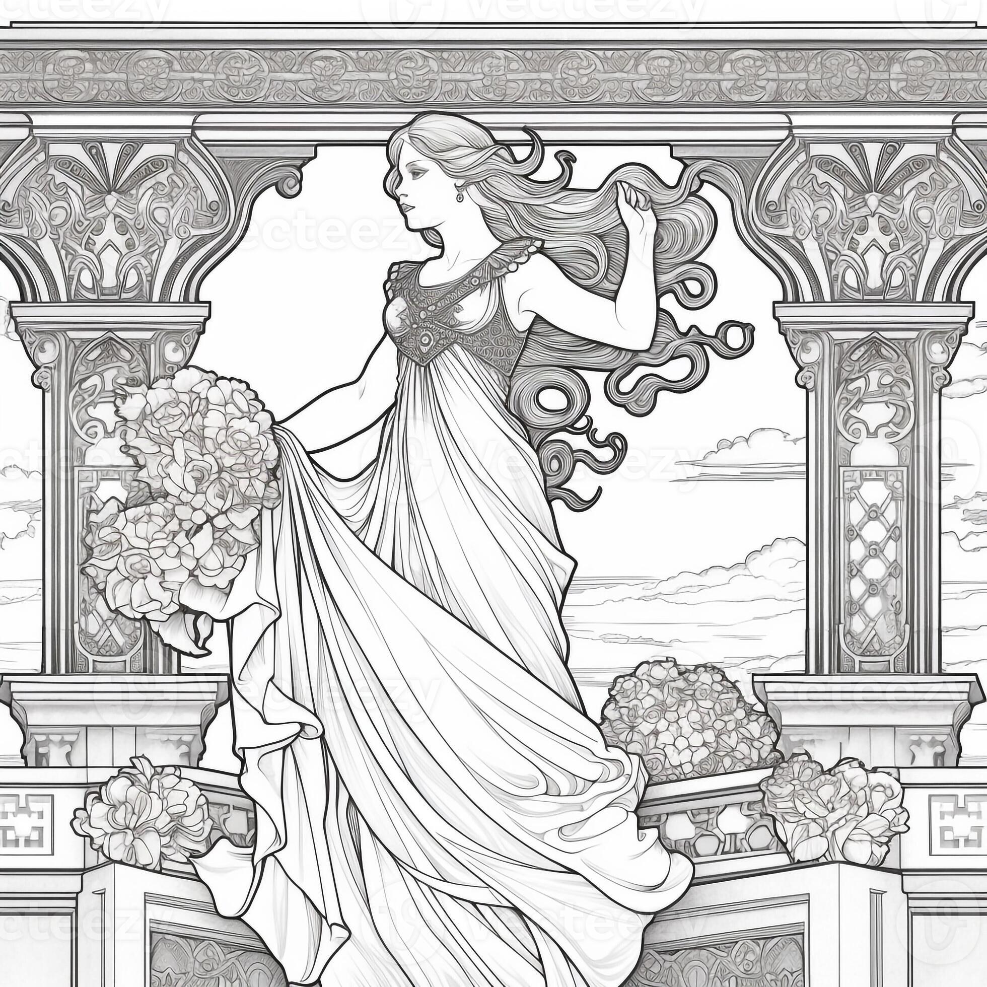 Art Nouveau Coloring Page 26597472 Stock Photo at Vecteezy