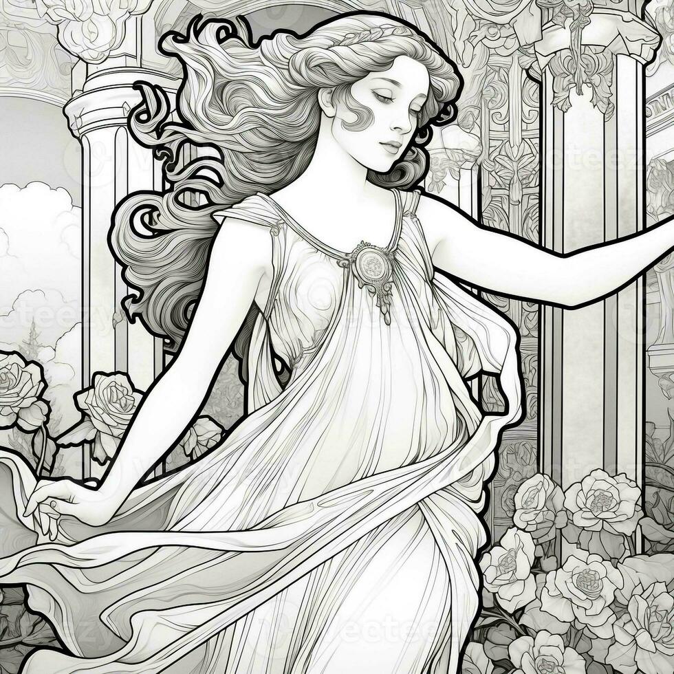 Art Nouveau Coloring Page 26597493 Stock Photo at Vecteezy