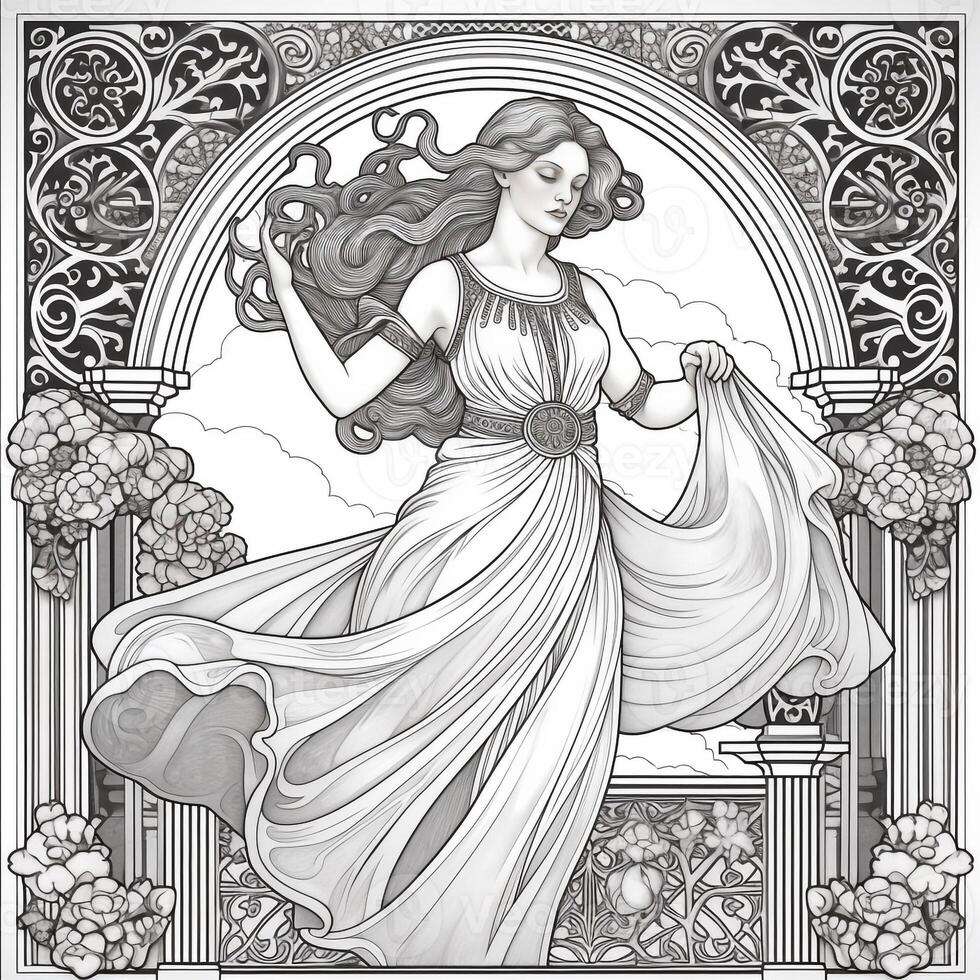 Art Nouveau Coloring Page 26597494 Stock Photo at Vecteezy