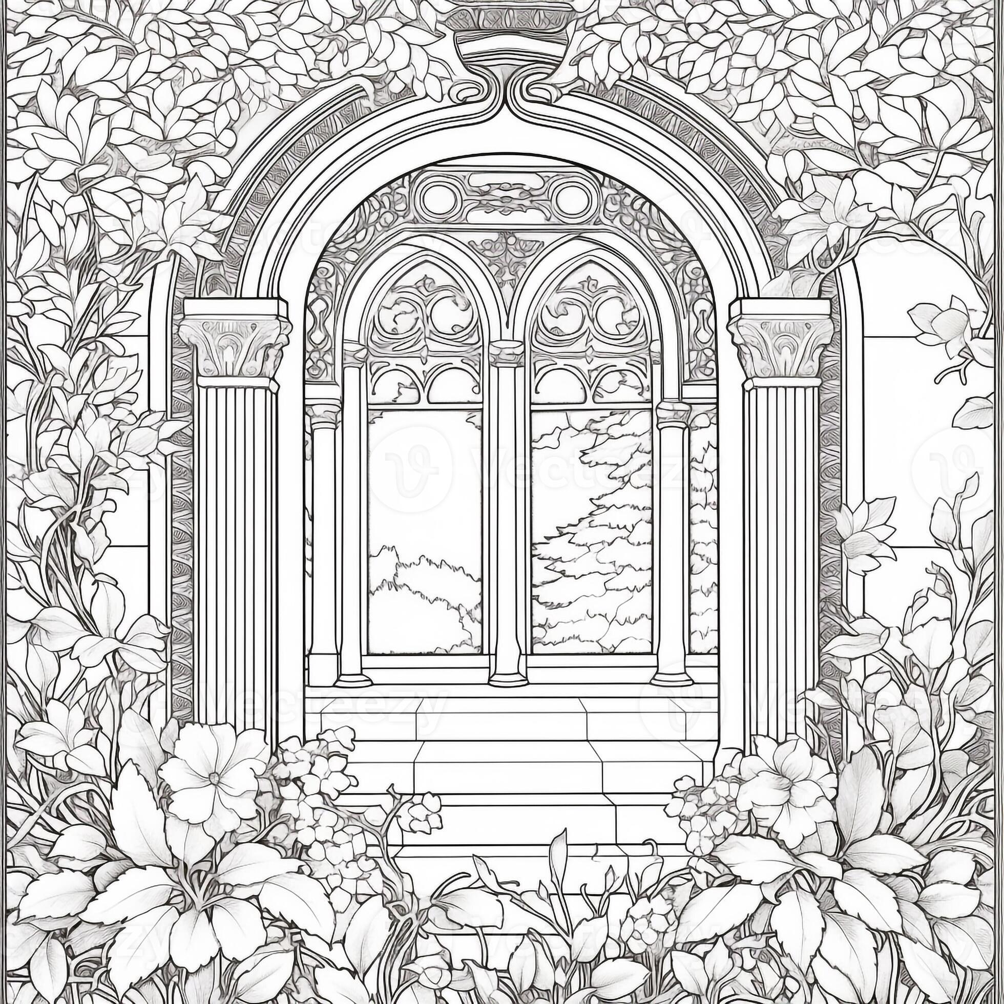 Art Nouveau Coloring Page 26597520 Stock Photo at Vecteezy