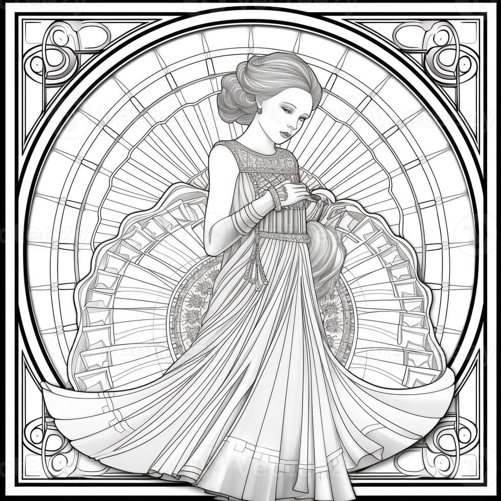 Art Nouveau Coloring Page 26597522 Stock Photo at Vecteezy