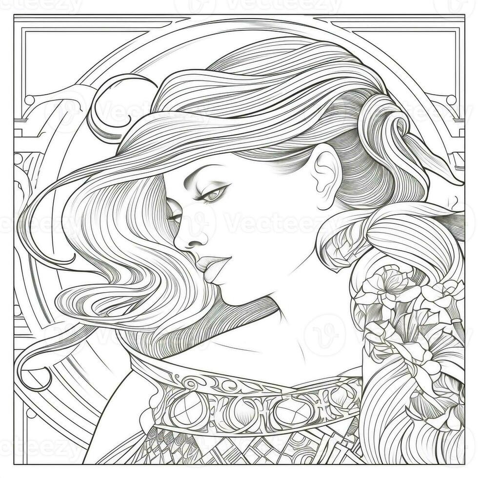 Art Nouveau Coloring Page photo