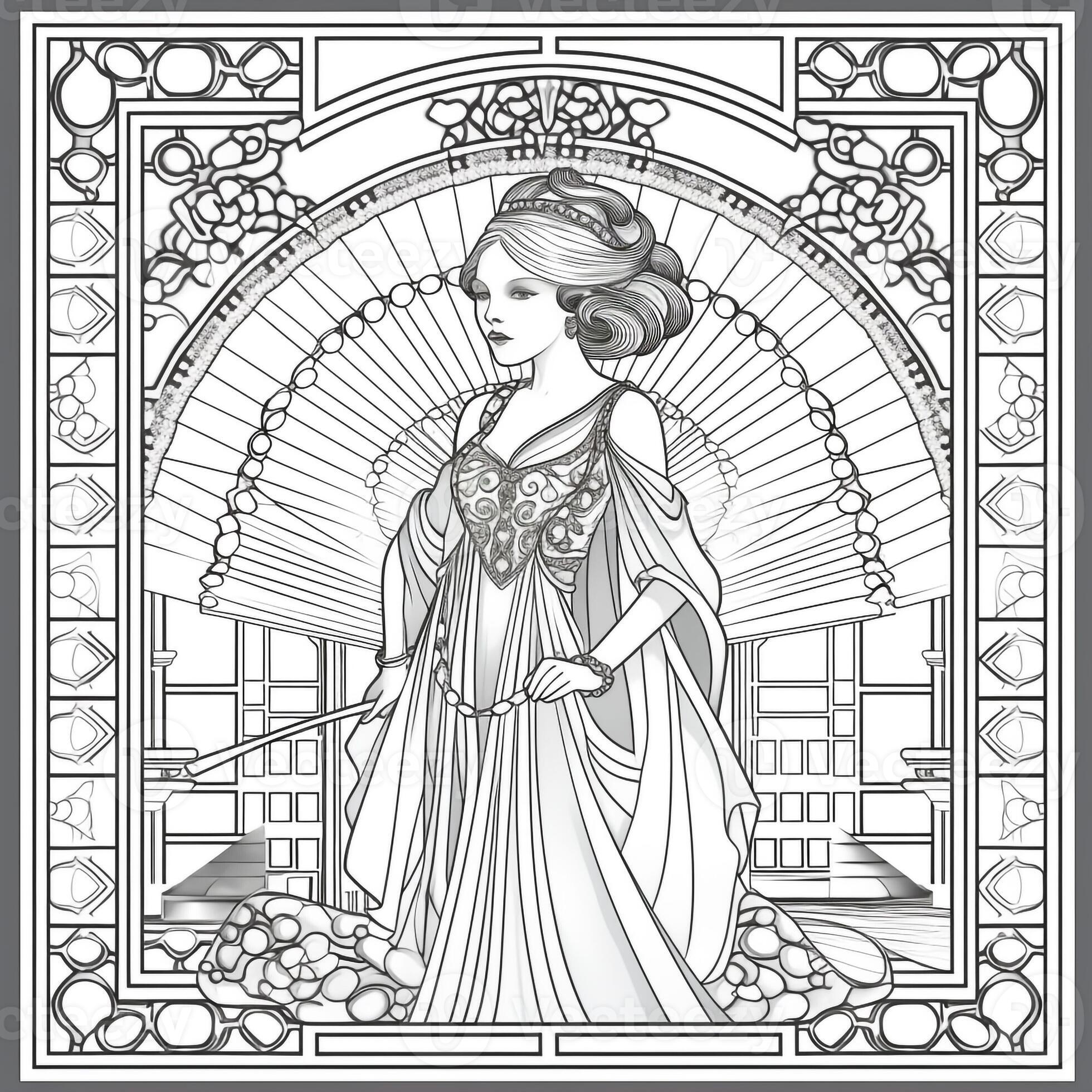 Art Nouveau Coloring Page 26597556 Stock Photo at Vecteezy