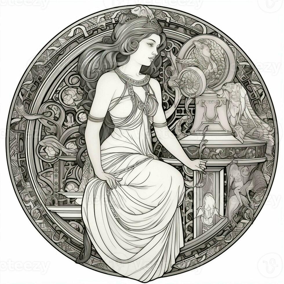 Art Nouveau Coloring Page 26597557 Stock Photo at Vecteezy