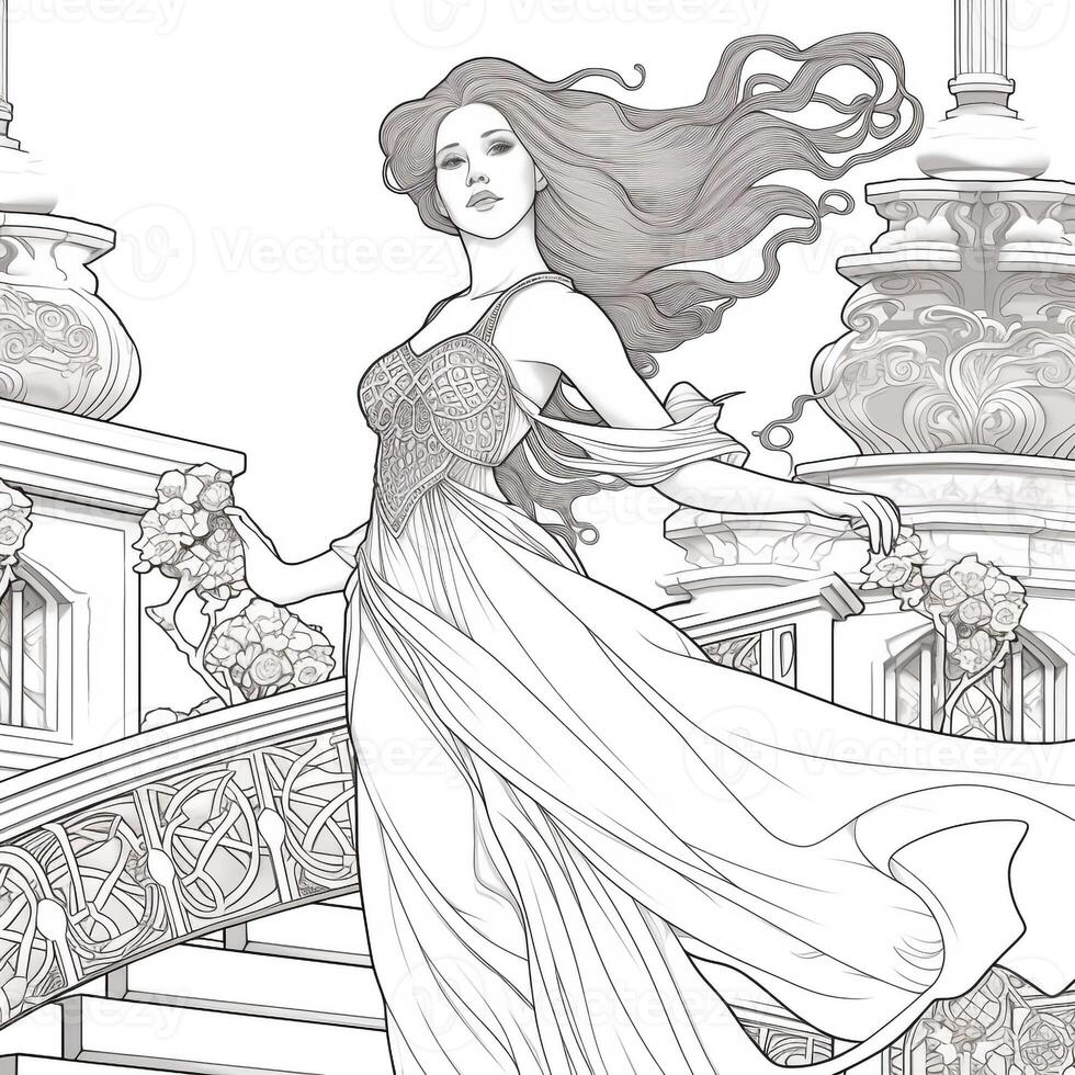 Art Nouveau Coloring Page 26597568 Stock Photo at Vecteezy