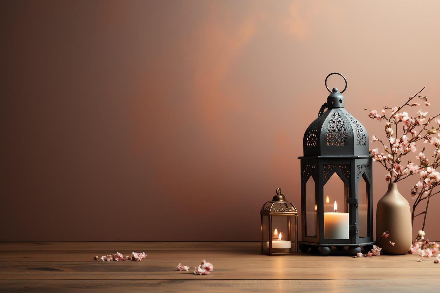 Eid mubarak and ramadan kareem greetings with islamic lantern and mosque. Eid al fitr background. Eid al fitr background of window concept by photo