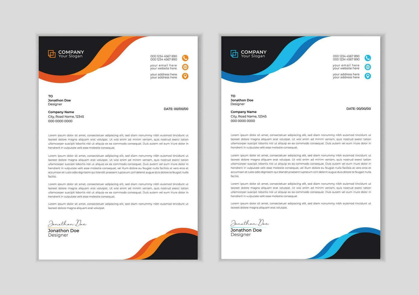 Modern corporate letterhead template design. Creative and Professional business style letterhead design  template. Letterhead template in flat style Free Vector. vector