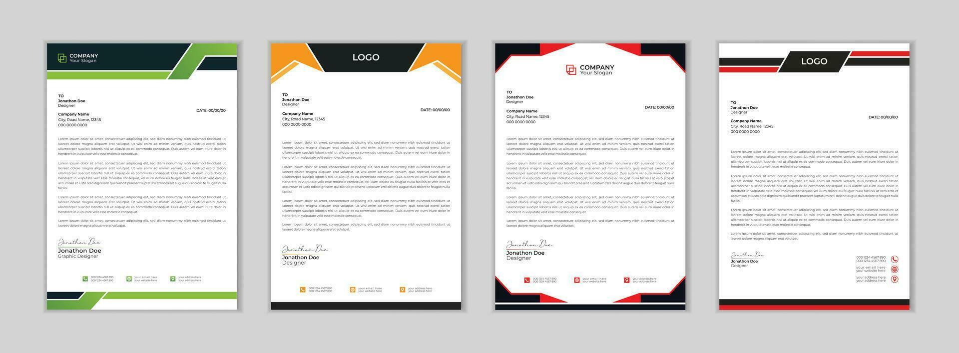 Creative and Professional letter head design template. Modern corporate letterhead template design. Corporate letterhead bundle. letter head bundle. Pro Vector. vector