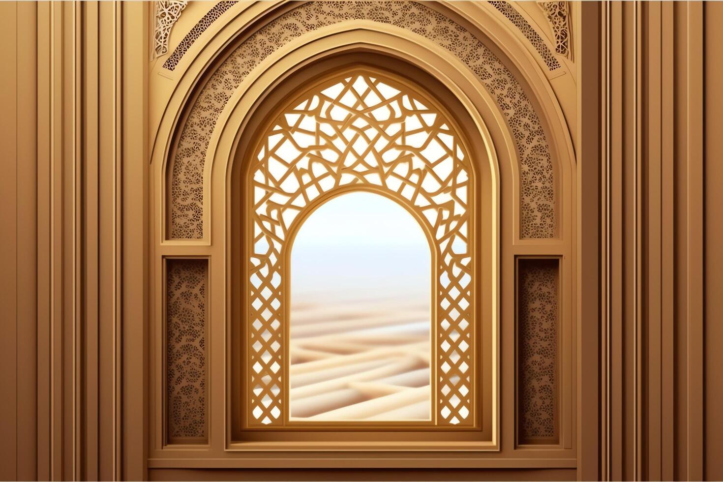 Eid mubarak and ramadan kareem greetings with islamic lantern and mosque. Eid al fitr background. Eid al fitr background of window concept by photo