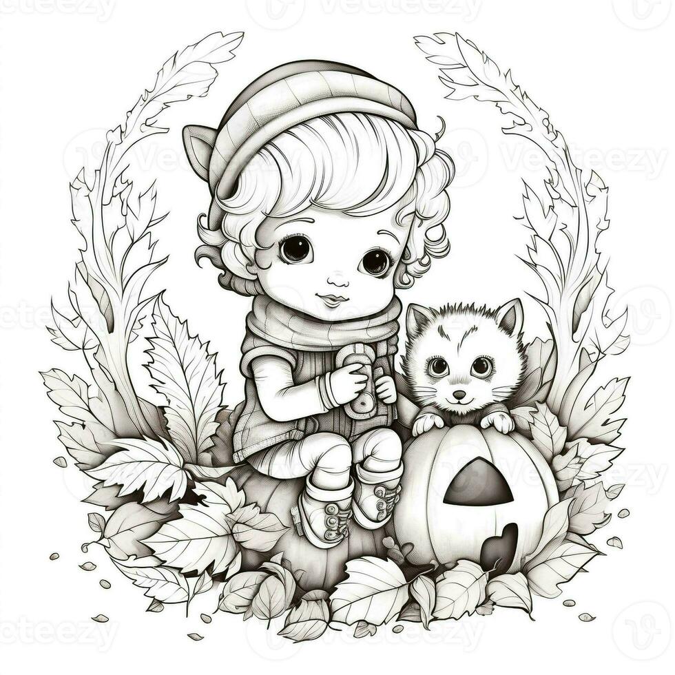 Fall Coloring Pages 26600597 Stock Photo at Vecteezy