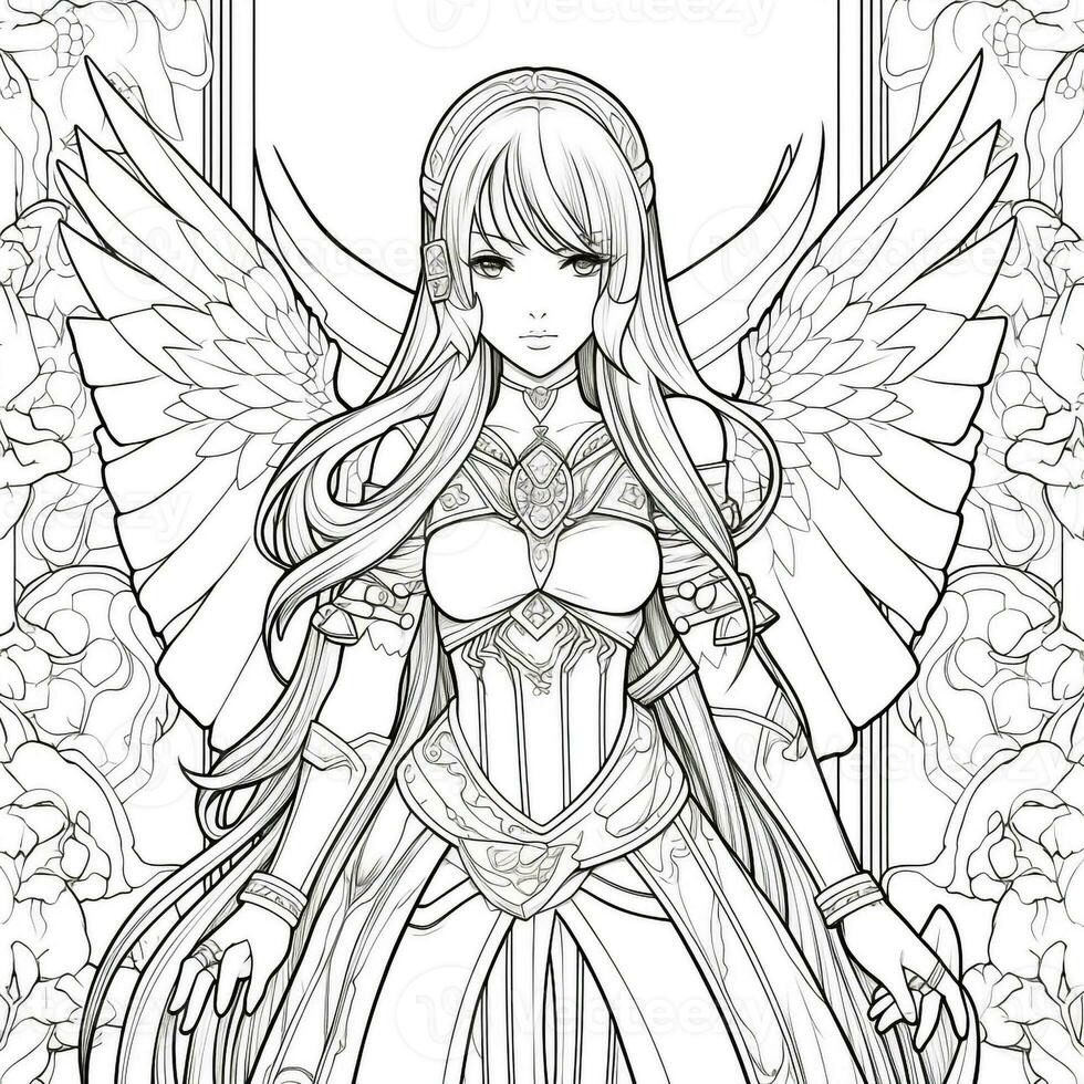 Fantasy Anime Girl Coloring pages 26602055 Stock Photo at Vecteezy