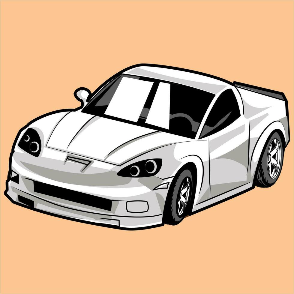 black and white car illustration 2 vector