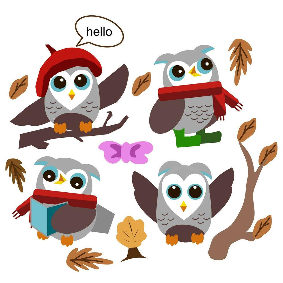 owl autumn vector illustration