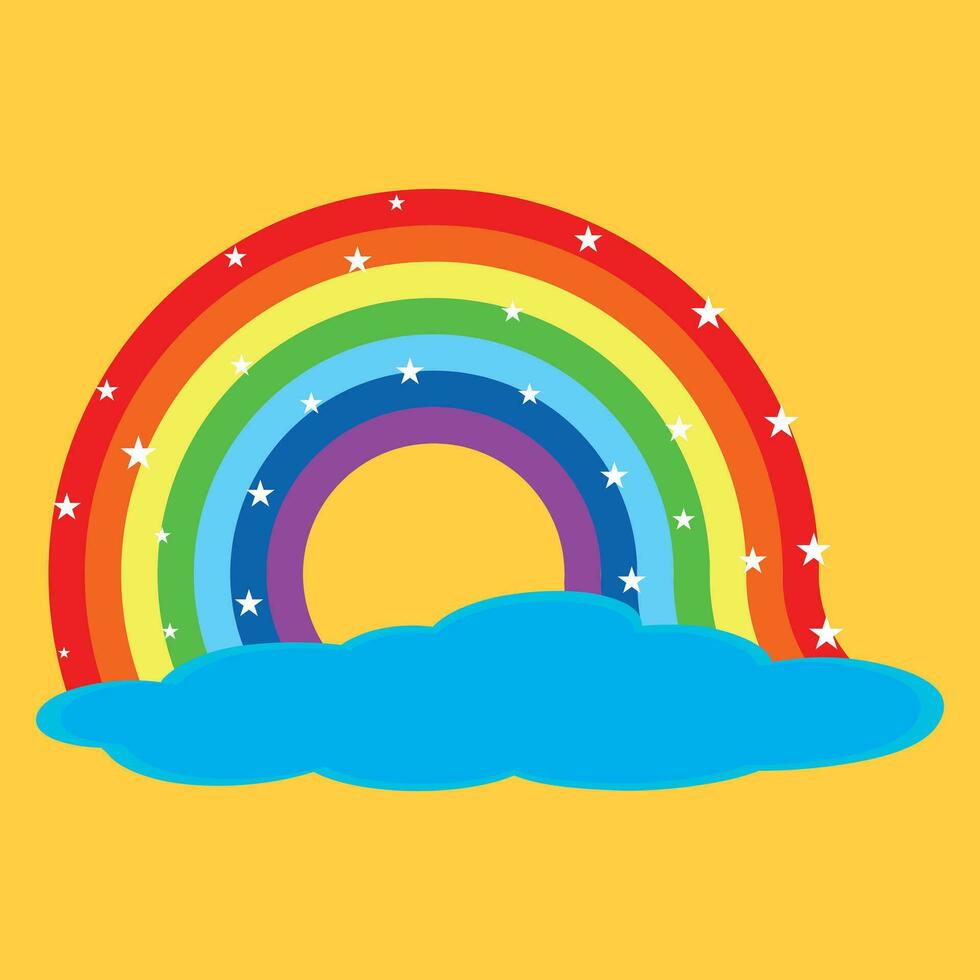 rainbow with clouds background template Free Vector