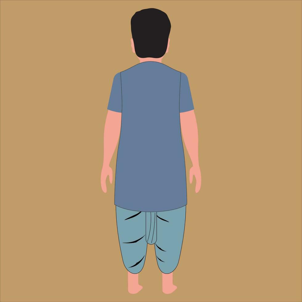 2 Asian Indian Farmer village  2D character - farmer Cartoon character back view free Vector