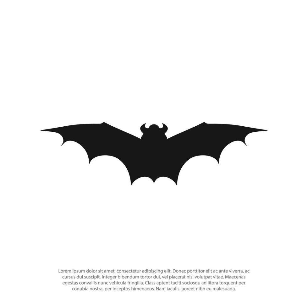 vector silhouette of a black bat for the template and background of the packaging design for Halloween. a soaring bat with pointed ears and open wings is drawn in the style of doodles on a white