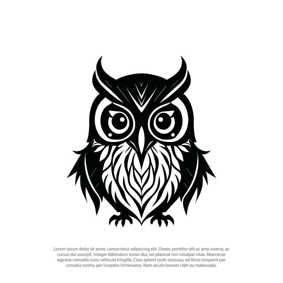 Owl vector design illustration, Owl t-shirt design illustration - Owl logo design inspiration black color isolated on white background