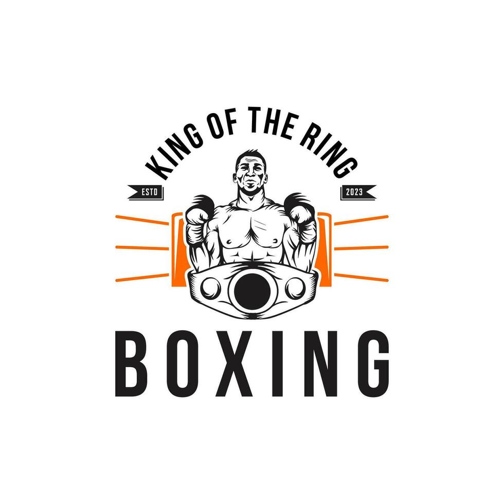 ganador en boxeo anillo logo diseño prima vector