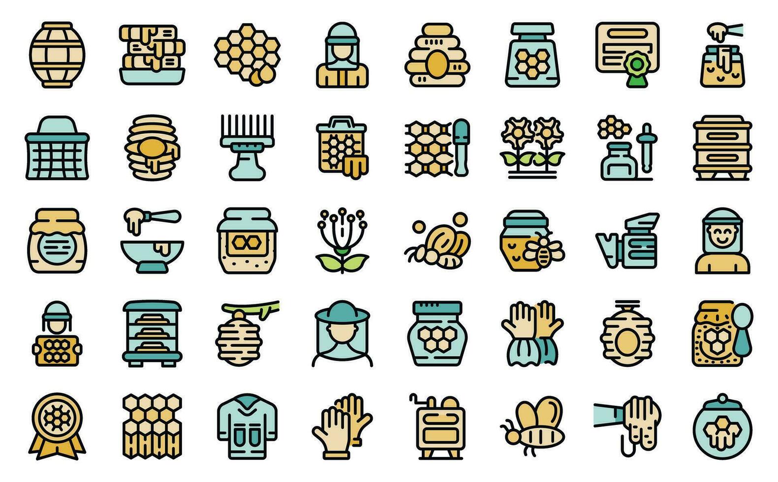 Apiarist icons set vector flat