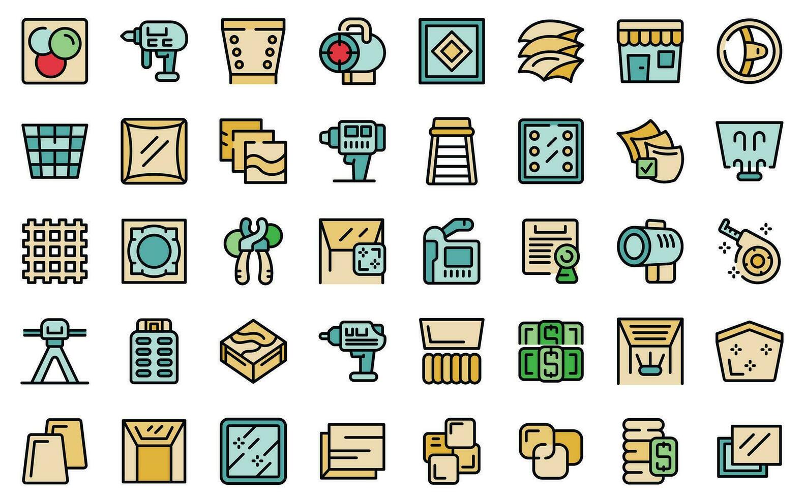 Stretch ceiling icons set vector flat