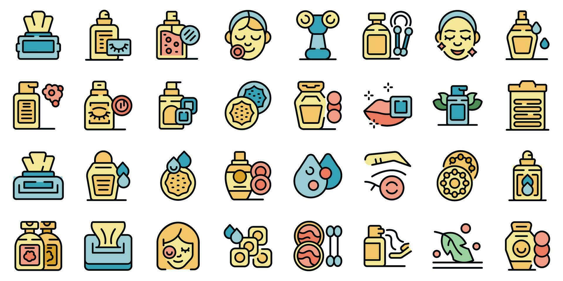 Make-up removal icons set vector flat