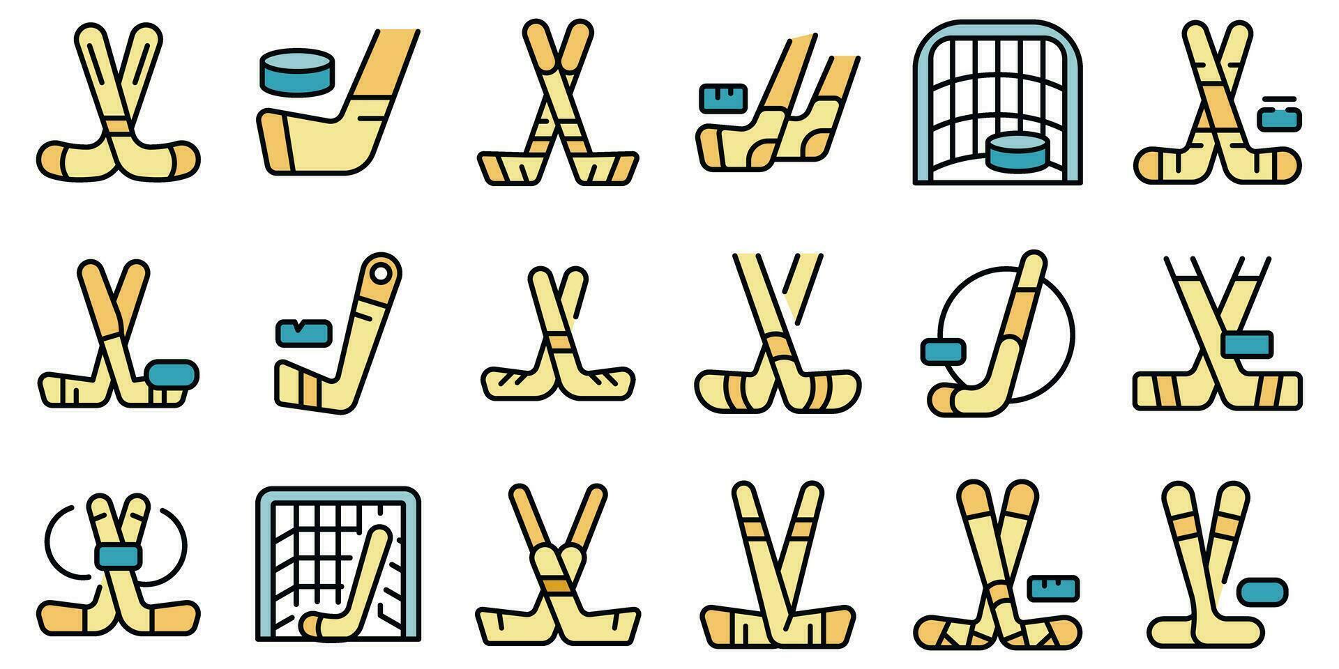 Hockey stick icons set vector flat