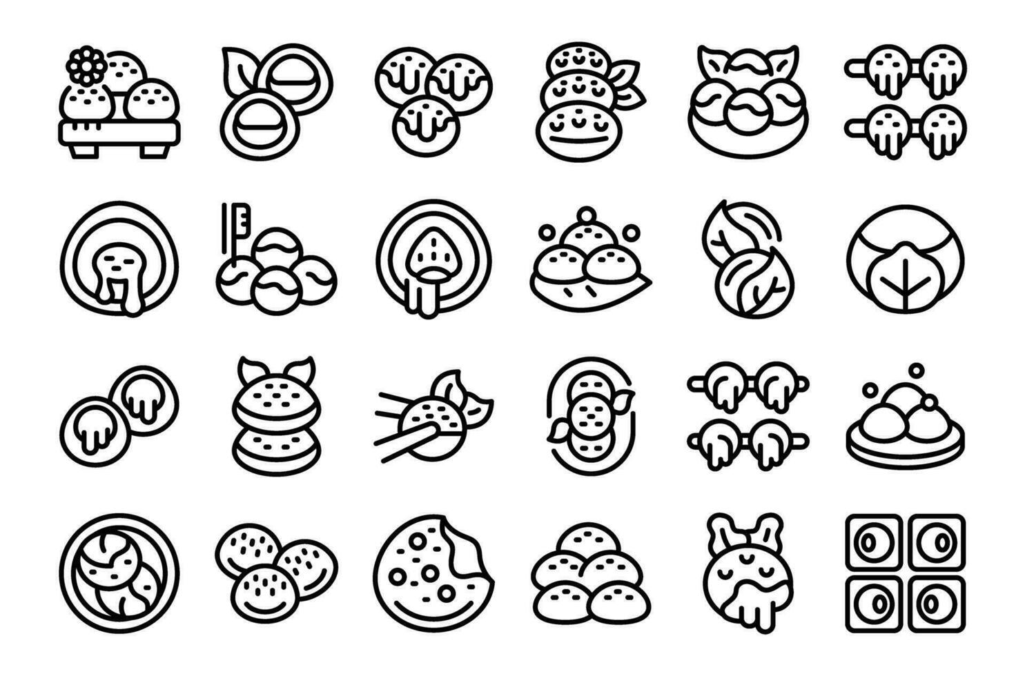 Mochi icons set outline vector. Japan food vector