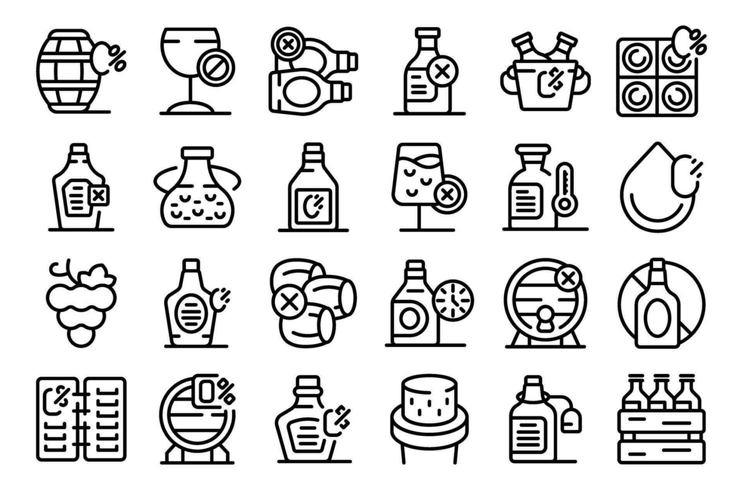 Non-alcoholic wine icons set outline vector. Food menu vector